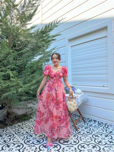 MAYLİ ŞİFON PEMBE ELBİSE