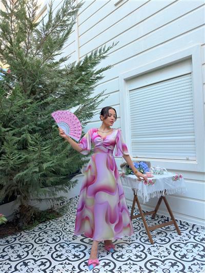 PEMBE SATEN STELLA ELBİSE