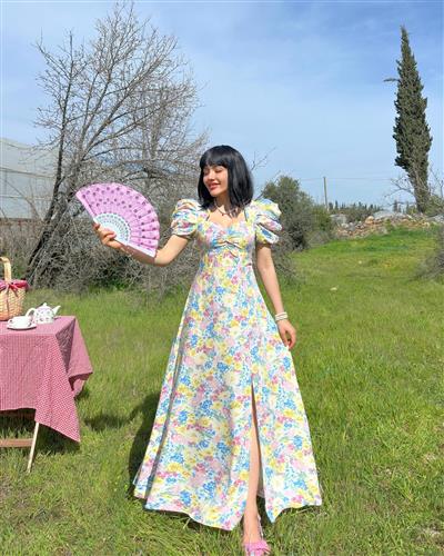VİSKON ÇİÇEKLİ SELENA ELBİSE