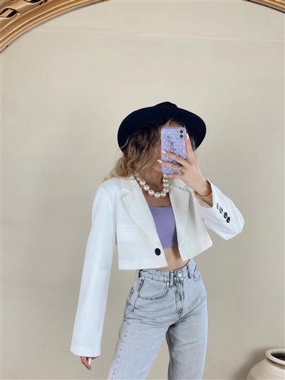 Crop blazer ceket