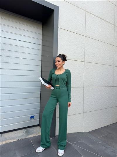 YEŞİL PAMUKLU ÜÇLÜ TAKIM