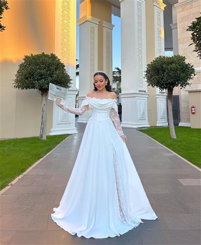 BEYAZ DANTELLİ TASARIM ROSA ABİYE