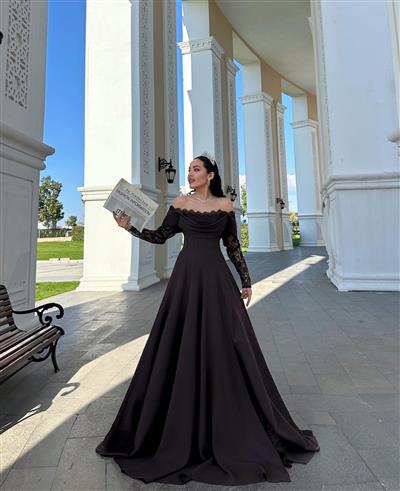 KAHVERENGİ DANTELLİ TASARIM ROSA ABİYE