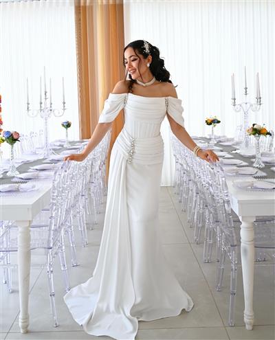 ARİA SATEN TAŞLI DRESS