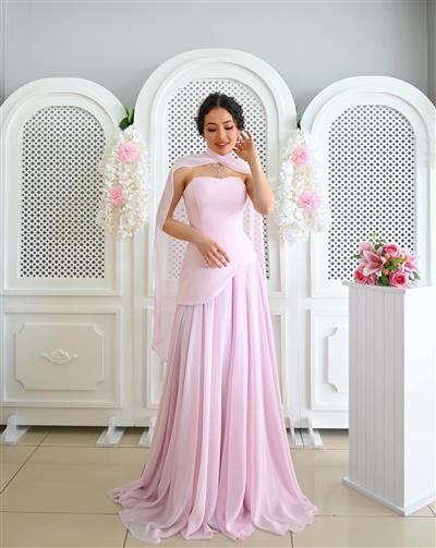 ELERA TOZ PEMBE TASARIM DRESS