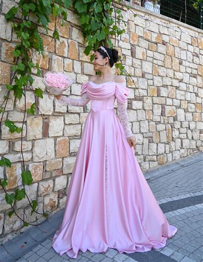 ROSA TOZ PEMBE DRESS