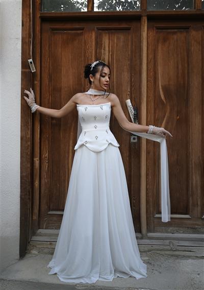 MARBELLA BEYAZ TAŞLI DRESS