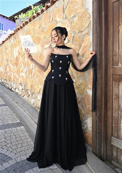 MARBELLA SİYAH TAŞLI DRESS