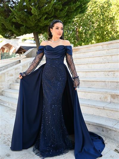 HÜMA TAŞLI PELERİNLİ DRESS